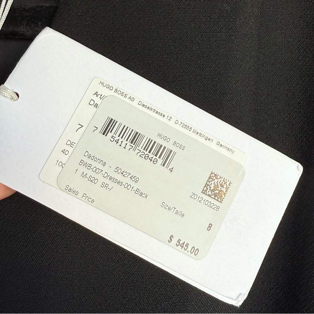 NWT Hugo Boss Women's "Dadorina" Black V-Neck Belted Sleeveless Pencil Dress 8 - Picture 4 of 5